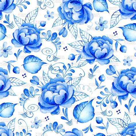 Royal Blue Dark Blue Floral Wallpaper