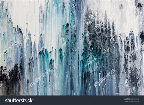 Blue White Abstract Painting On Canvas 스톡 일러스트 602499734 Shutterstock