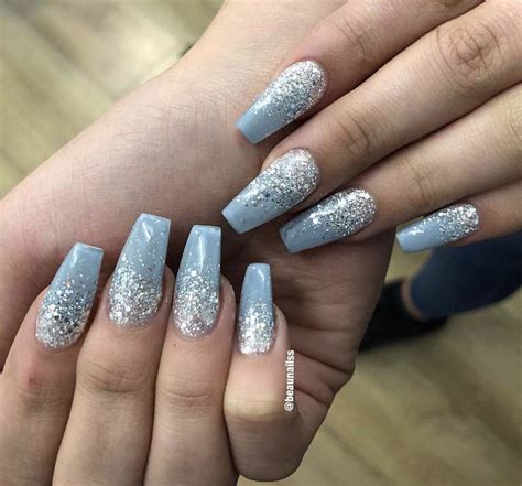 Light Blue Acrylic Nails With Glitter Eqazadiv Home Design