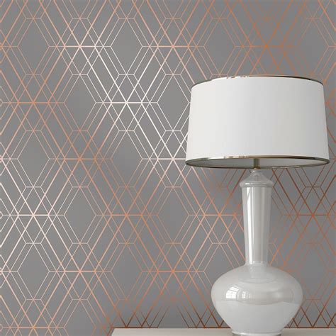 Geometric Metallic Wallpaper Fine Decor Apex And Wow Metro Rose Gold