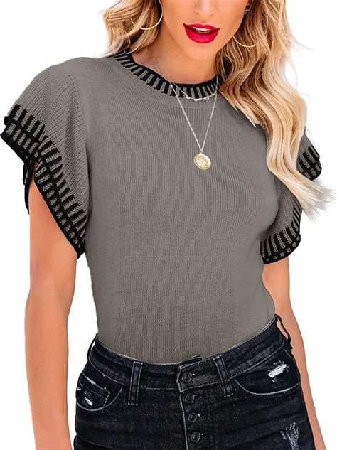 Comprar Saodimallsu Womens Short Sleeve Sweaters Tops Summer Ruffle