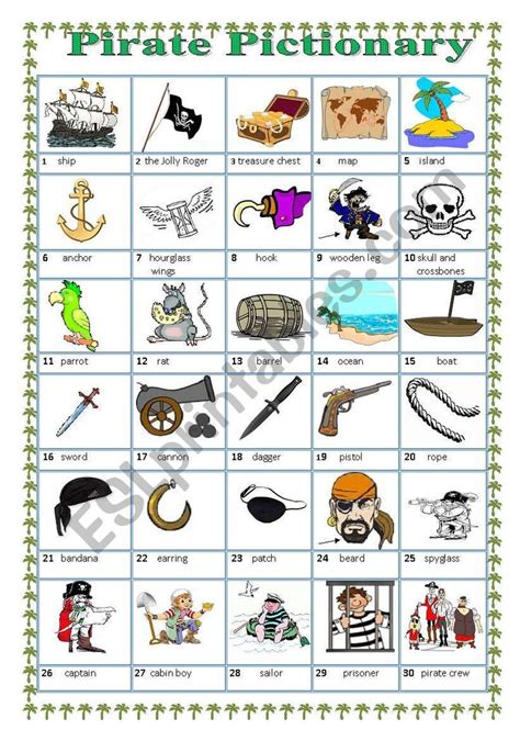 Pirate Pictionary Worksheet Pirate Vocabulary Pirates Reading Worksheets