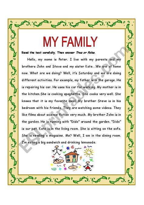 College essays about family essay about family love a real family is more than just being relatives. My family reading - ESL worksheet by Patricia Elvira