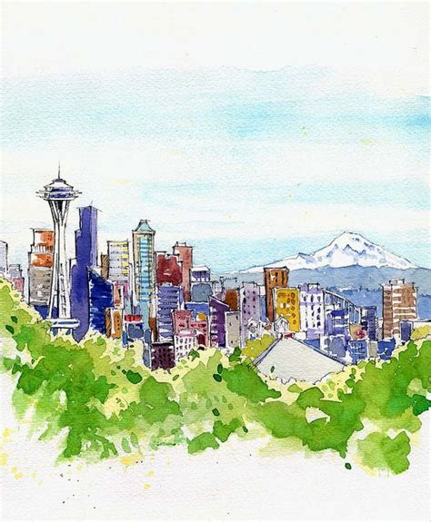 Seattle Skyline Flickr Photo Sharing Seattle Skyline Painting