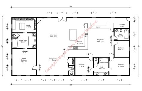 Barndominium Floor Plan 4241