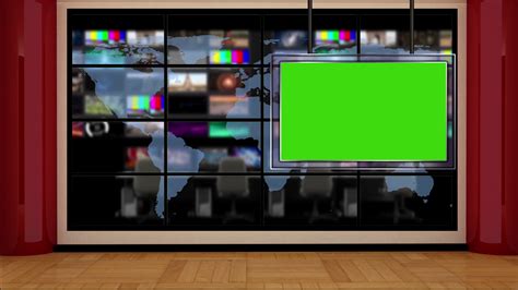 News Tv Studio Set 83 Virtual Green Screen Background Loop Stock Video