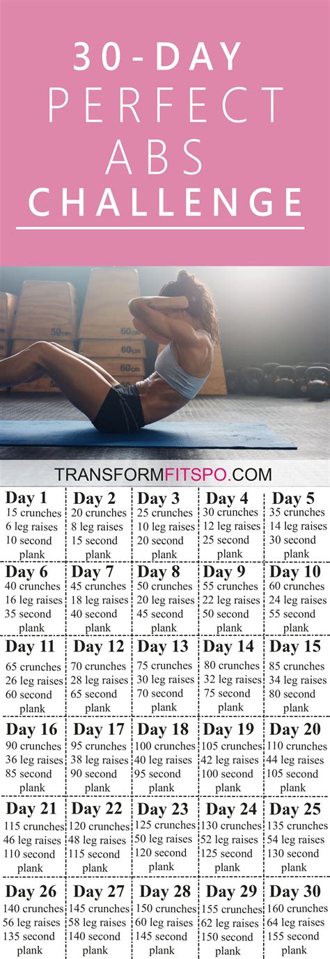 perfect abs 30 day challenge one month of workouts to melt belly fat and tone abs workout