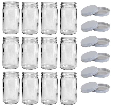 Nms 8 Ounce Glass Tall Mason Canning Jars 58mm Mouth Case Of 12 With White Lids North