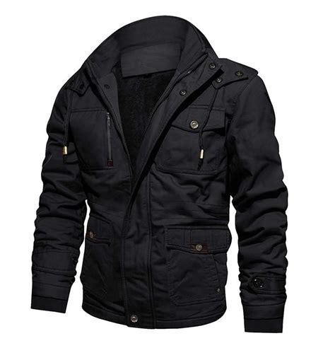 crysully men s winter casual thicken multi pocket outwear jacket coat with removable hood