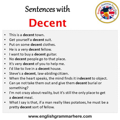 Sentences With Decent Decent In A Sentence In English Sentences For