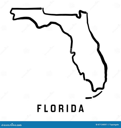 Florida Outline Map State Shape Vector Illustration