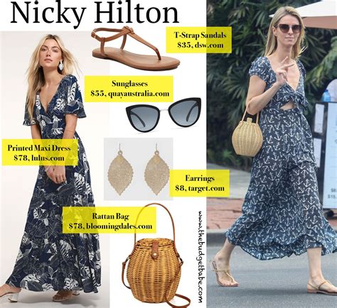 Nicky Hilton Maxi Dress And Rattan Bag Look For Less Fashion Gorgeous Fashion Budget
