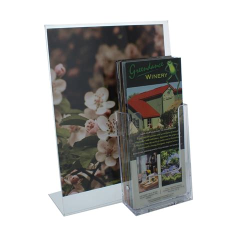 8 5x11 slant back acrylic sign brochure holder combo buy acrylic displays shop acrylic pop