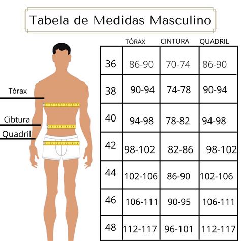 Tabela De Medidas Masculina Masculino Roupas De Candombl Cal Es Masculinos