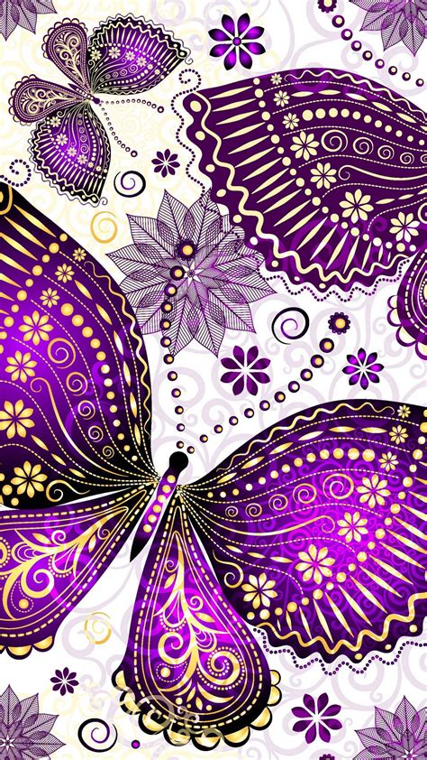 Purple Butterflies Diamond Wallpaper Butterfly Wallpaper Art