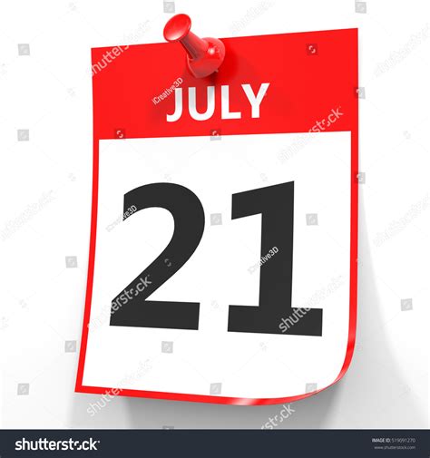 July 21 Calendar On White Background Stock Illustration 519091270