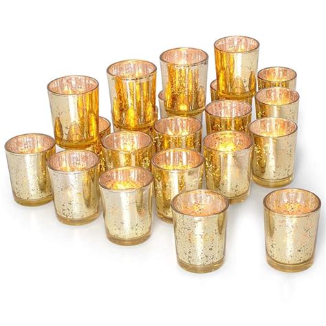 Letine Gold Votive Candle Holders Set Of 36 Speckled Mercury Gold