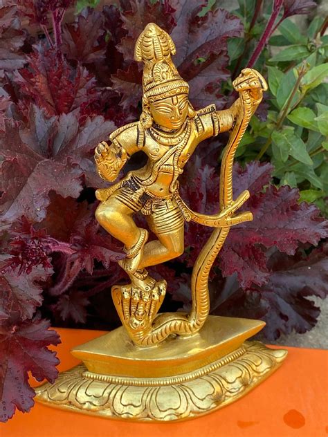 Brass Kalinga Krishnadancing Krishna On Nag Hindu God Pooja Etsy Uk
