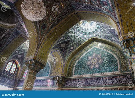 Details Of The Decorations Of The Magnificent Iranian Persian Mosque Fatima Masumeh Shrine In