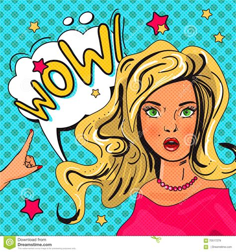 Pop Art Illustration Of Girl With The Speech Bubble Stock