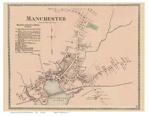 Manchester Village Massachusetts 1872 Old Town Map Reprint Essex Co Old Maps