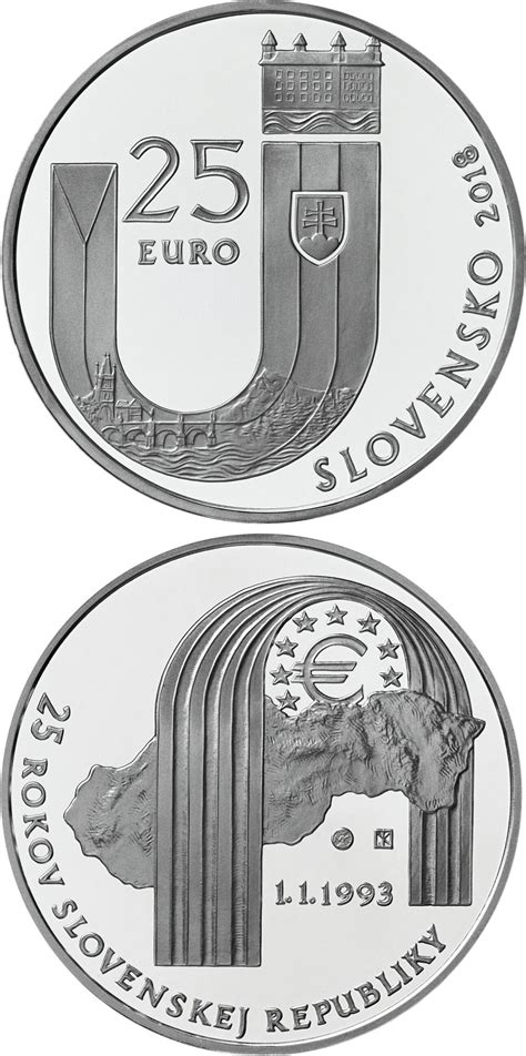 25 Euro Coin 25th Anniversary Of The Establishment Of The Slovak