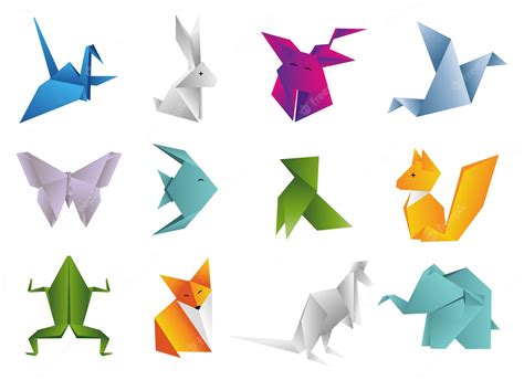 Premium Vector Origami Animals Set
