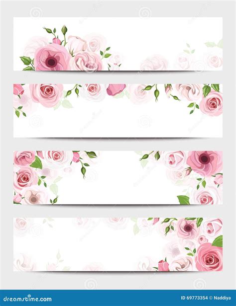Web Banners With Pink Roses Vector Eps 10 Stock Vector Image 69773354