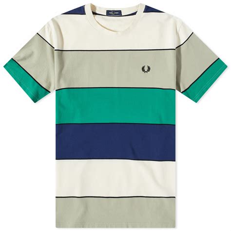Fred Perry Authentic Men S Bold Stripe T Shirt In Seagrass Fred Perry Authentic