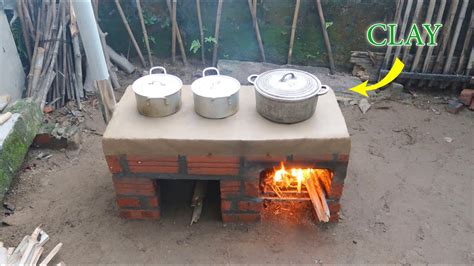 Build A Simple Wood Stove From Cement Sand Clay At Home Youtube