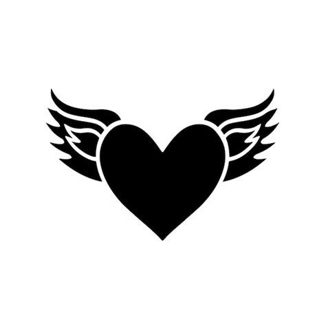 Premium Vector Heart With Wings Icon Logo Design Black And White
