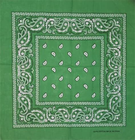 Paisley Bandana Green 21 X 21 Cotton