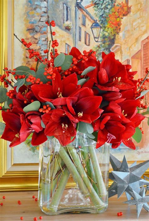Amaryllis Red Flower Arrangements Christmas Floral Arrangements