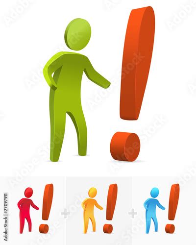 3d Stick Figure Surprised By Big Exclamation Mark Stock Photo And