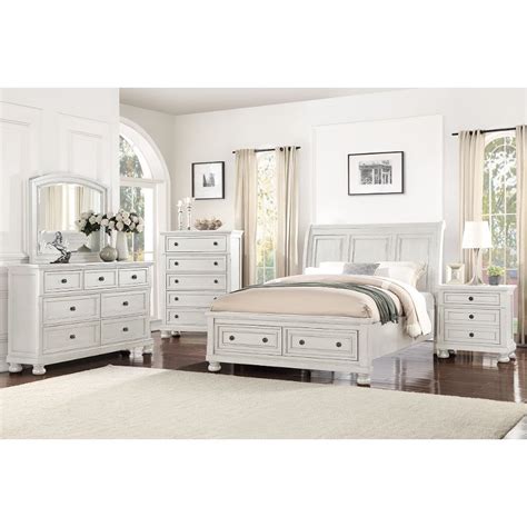 Traditional Off White 4 Piece King Bedroom Set Stella