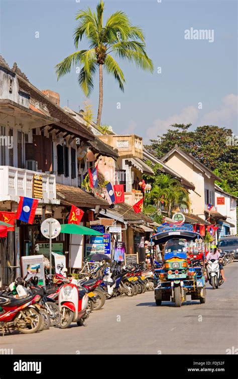 The Main Street Sisavangvong Road In Luang Prabang Laos Stock Photo Alamy