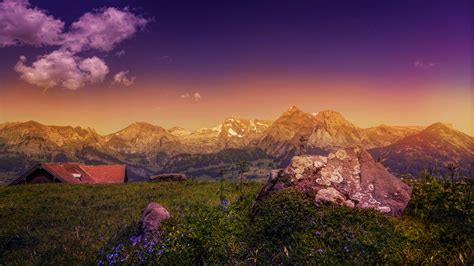 Wallpaper Wildhaus Alps Mountains Evening 4k Nature