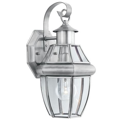 Home decorators collection brushed nickel outdoor led sconce. Thomas Lighting Heritage 1-Light Brushed Nickel Outdoor Wall-Mount Lantern-SL941378 - The Home Depot