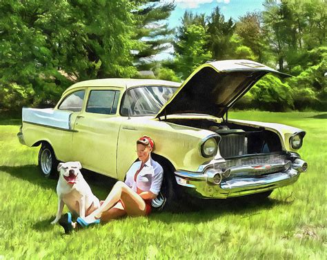 Beautiful Blonde Pinup Girl With 1957 Chevy Photograph By Betty Denise