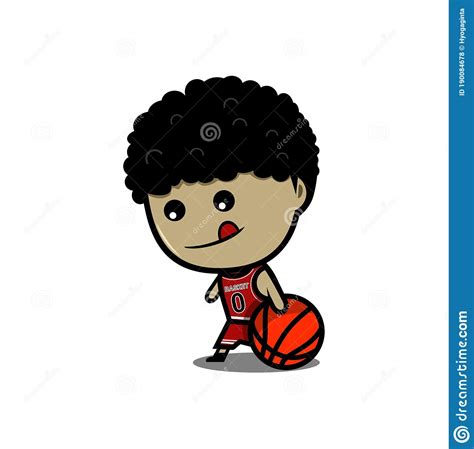 Cute Character Playing Basketball Dribbling Cartoon Character