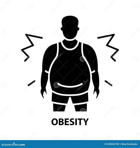 Obesity Icon Black Vector Sign With Editable Strokes Concept