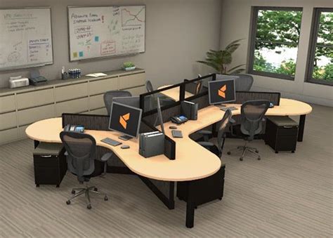 Modular Workstations With 120 Degree Curves That Accommodate Unique