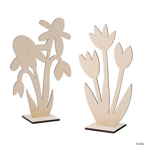 Diy Unfinished Wood Flowers Tabletop Decorations 6 Pc