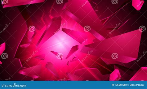 Dark Pink Colored Wall Explosion Effect3d Background Destruction