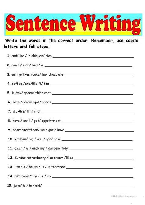 Sentence writing