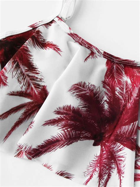 Palm Tree Print Flounce Bikini Set Shein Sheinside 14800 Hot Sex Picture