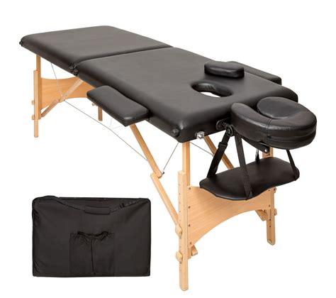 Table De Massage Pliante 2 Zones Bois Cosmétique Portable Noir