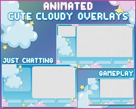 Animated Cute Cloud Overlays Twitch Streamer Overlays Etsy