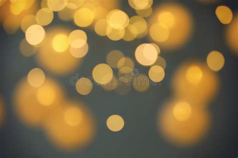 Blurred View Of Gold Lights On Dark Bokeh Effect Stock Image Image