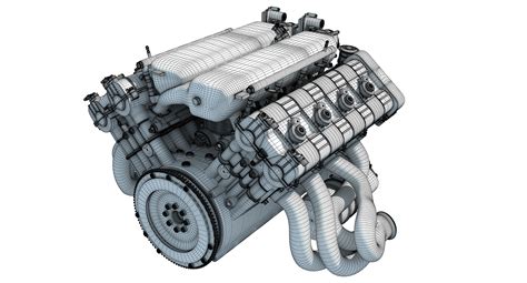 3d V Engine Model